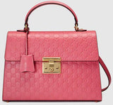 Padlock GG Signature Top-Handle Leather Bag - (Black, Red, Pink) - DESIGNER INSPIRED FASHIONS