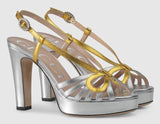 Metallic Leather Platform Sandals - Silver/Gold | DESIGNER INSPIRED FASHIONS