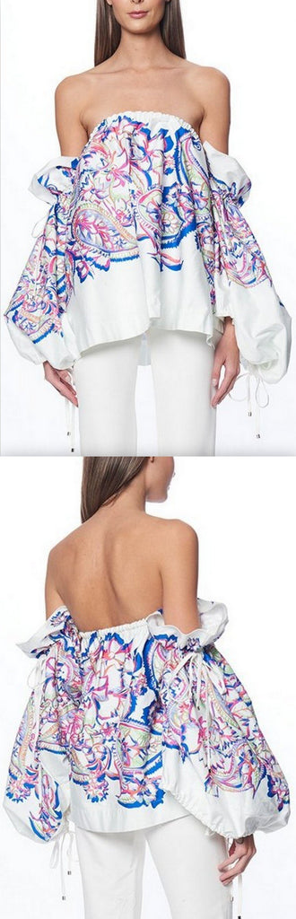 Off-Shoulder Blouson Sleeve Top