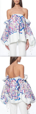 Off-Shoulder Blouson Sleeve Top