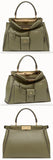 Peekaboo Regular Pocket Green Leather Bag