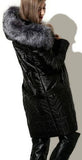 Padded Silver-Fox-Fur-Hooded Coat