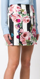 Striped Rose Print Mini Skirt