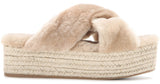 Fur Criss-Cross Platform Espadrille Sandals - Apricot - DESIGNER INSPIRED FASHIONS