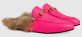 Princetown Fluorescent Leather Slipper - Fluorescent Fuchsia or Fluorescent Green