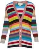 Color-Stripe Knit Cardigan Sweater - DESIGNER INSPIRED FASHIONS