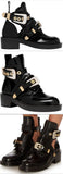 'Ceinture' Black Cut-Out Leather Ankle Boots - Black - DESIGNER INSPIRED FASHIONS