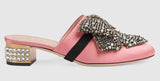 Satin Slipper with Crystal Bow, Pink - DESIGNER INSPIRED FASHIONS