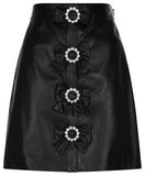 Black Embellished Faux-Leather Skirt