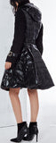Black Flared Double-Breasted Puffer Coat