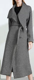 Stripe Wrap Wool Coat