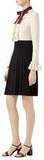 Ruffle-Front Pleated Jersey Dress