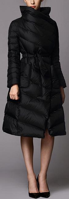 Puffer Coat with Removable Fur Collar, Black