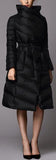 Puffer Coat with Removable Fur Collar, Black