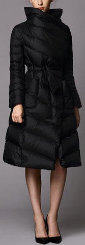 Puffer Coat with Removable Fur Collar, Black