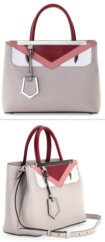 Petite 2Jours Monster Satchel Bag Taupe/Pink/Red - DESIGNER INSPIRED FASHIONS
