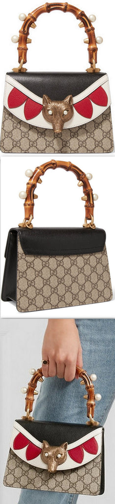 Linea E Bamboo Embellished Leather and Coated-Canvas Tote - DESIGNER INSPIRED FASHIONS