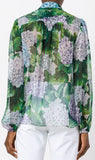 Hydrangea Print Pussy-Bow Silk Blouse | DESIGNER INSPIRED FASHIONS