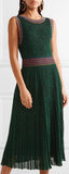 Convertible Wrap-Effect Pleated Crochet-Knit Midi Dress - DESIGNER INSPIRED FASHIONS