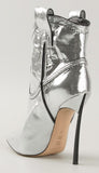 Cowboy Metallic Leather Stiletto Ankle Boots - Gold or Silver