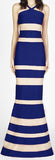 Halter Stripe Bandage Gown, Blue