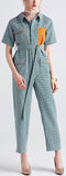 Color-Contrast Cropped-Leg Jumpsuit