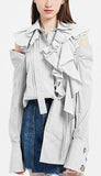 Ruffled Open-Shoulder Shirt