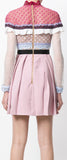 'Bellis' Lace Trim Dress with Pleated Crepe