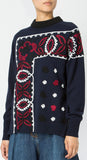 Navy Bandana Embroidered Sweater