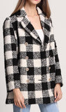 Black & White Check Cashmere & Wool Blend Coat