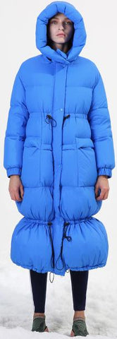 Blue Paneled Puffer Coat