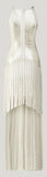 Foil Motif Eyelet Fringe Gown