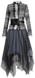 3 Pc Tweed Jacket, Belt Bag and Asymmetrical Mesh Skirt
