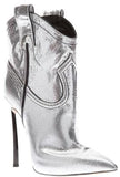 Cowboy Metallic Leather Stiletto Ankle Boots - Gold or Silver