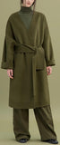 Oversized Wool Wrap Coat, Military Green
