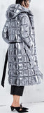Metallic Silver & Black Reversible Puffer Coat