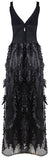 Leaf-Embellished Bandage-Top Midi Dress, Black
