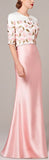 Long Satin Gown with Embroidered Caplet Jacket