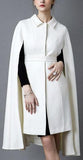 Belted White Cape-Coat - DESIGNER INSPIRED FASHIONS