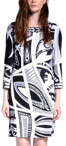 Geometric Print Jersey Silk Dress - DESIGNER INSPIRED FASHIONS