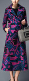Geometric Print Wool Trench Coat - DESIGNER INSPIRED FASHIONS
