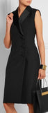 Black Sleeveless Side-Closure Notched Collar Dress - DESIGNER INSPIRED FASHIONS
