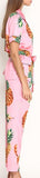 Pineapple Print Short-Sleeve Pajama Top & Pant Set