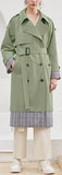 Plaid-Trim Trench Coat