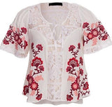 'Isabella' Floral Embroidered Lace Panel Top - DESIGNER INSPIRED FASHIONS