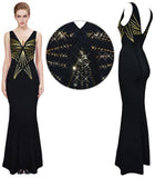 Long Sequin Embellished Sleeveless V-Neck Bandage Gown-Black - DESIGNER INSPIRED FASHIONS