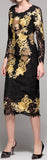 Black & Gold Embroidered Lace Dress