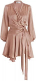 Empire Silk Robe Dress in Green, Pink or Black - DESIGNER INSPIRED FASHIONS