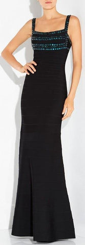 'Phelicia' Stacked Sequin & Bead Gown - Black - DESIGNER INSPIRED FASHIONS