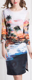 Hawaiian Print Shift Dress - Multi Color - DESIGNER INSPIRED FASHIONS